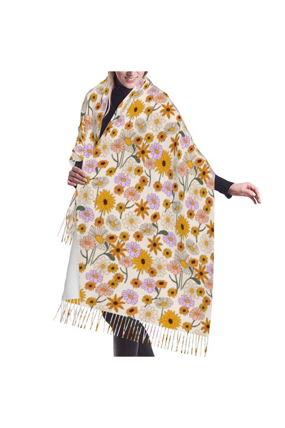 Shawl Wraps for Women - Boho Flowers Oversized Fall Winter Fashion Blanket Scarf for Women