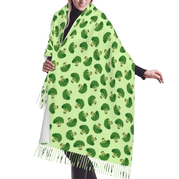Shawl Wraps for Women - Broccoli Vegetables Oversized Fall Winter Fashion Blanket Scarf for Women