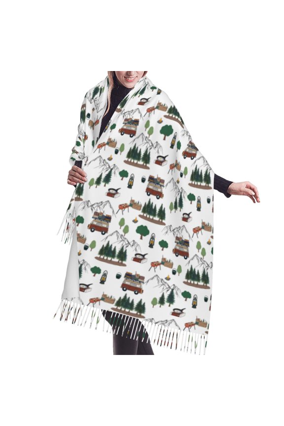 Shawl Wraps for Women - Camping Caravan K Oversized Fall Winter Fashion Blanket Scarf for Women