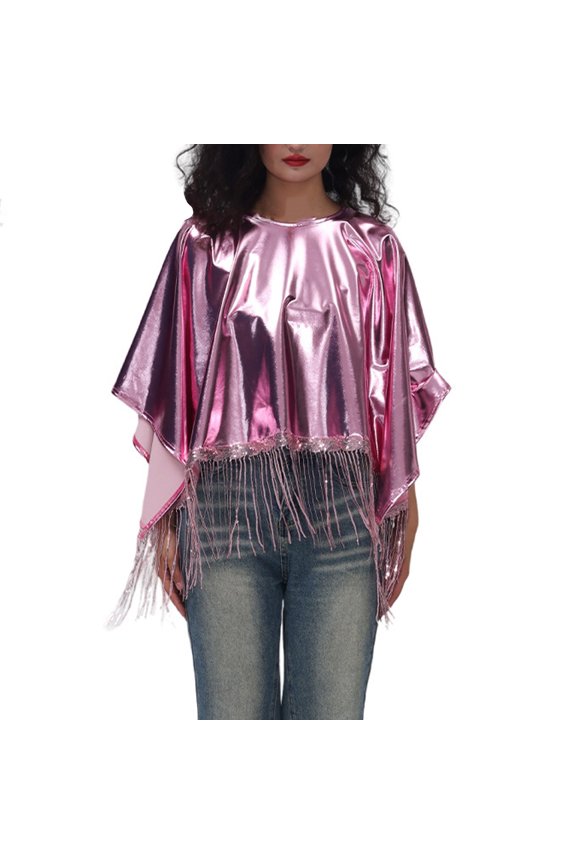 Shawl Wraps for Women Casual Solid Color Reflective Patchwork Fringe Shawl Triangle Scarf