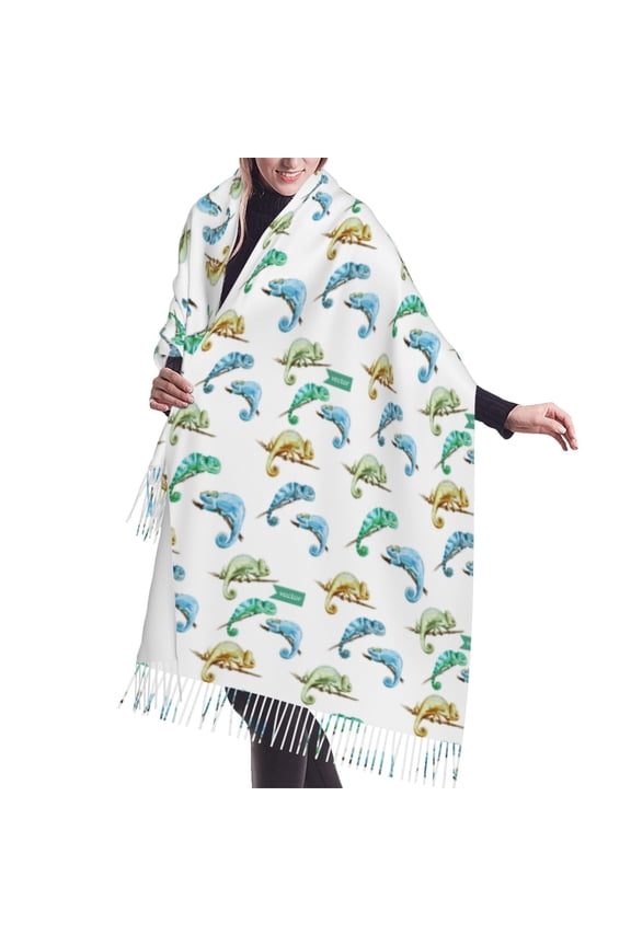 Shawl Wraps for Women - Colorful Cute Chameleon Lizard Oversized Fall Winter Fashion Blanket Scarf for Women