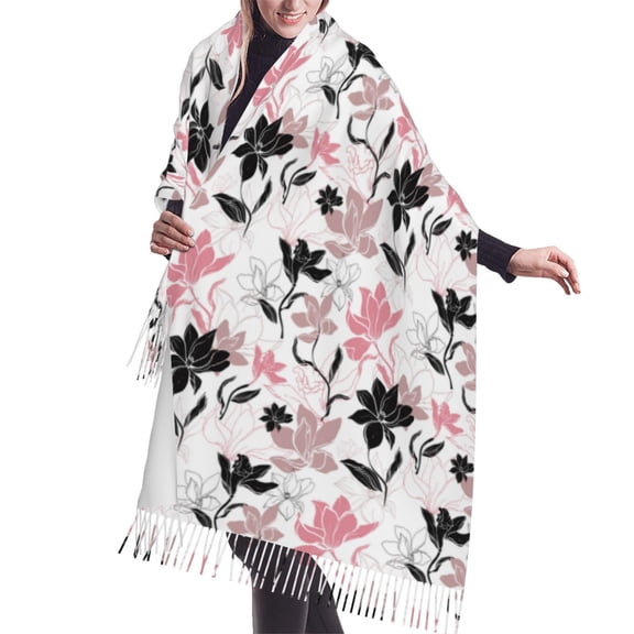 Shawl Wraps for Women - Colorful Lilies Flowers Oversized Fall Winter Fashion Blanket Scarf for Women