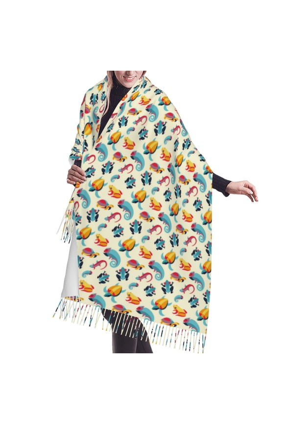 Shawl Wraps for Women - Colorful Lizard Frog Turtle Oversized Fall Winter Fashion Blanket Scarf for Women