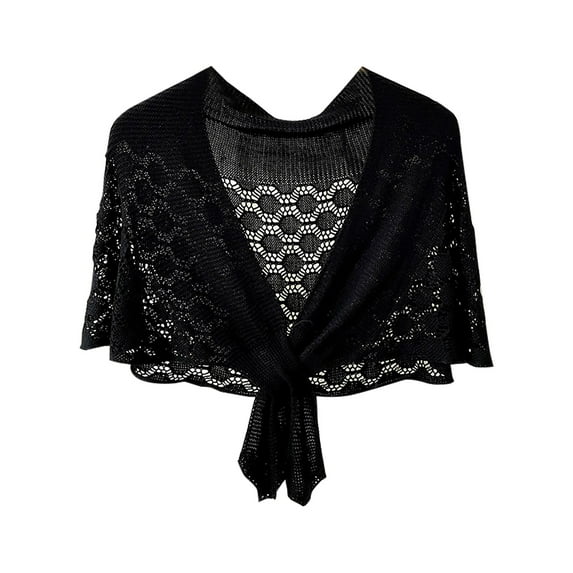 Shawl Wraps for Women! Comdrip Thin Fashionable and Versatile Women's Hollow Knitted Short Shawl Knitted Shawl Black One Size