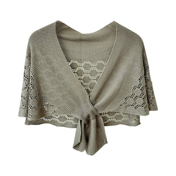 Shawl Wraps for Women! Comdrip Thin Fashionable and Versatile Women's Hollow Knitted Short Shawl Knitted Shawl Dark Gray One Size