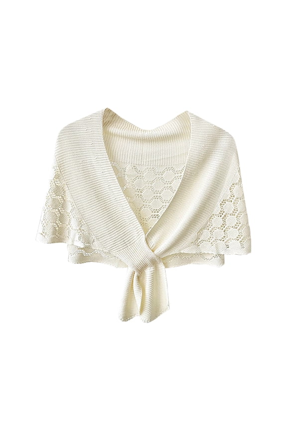 Shawl Wraps for Women! Comdrip Thin Fashionable and Versatile Women's Hollow Knitted Short Shawl Knitted Shawl White One Size