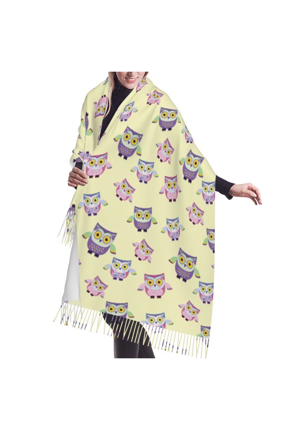 Shawl Wraps for Women - Cute Cartoon Owls Oversized Fall Winter Fashion Blanket Scarf for Women