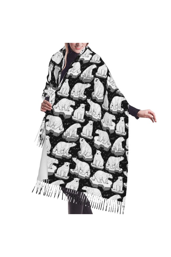 Shawl Wraps for Women - Cute Cartoon Polar Bear Oversized Fall Winter Fashion Blanket Scarf for Women