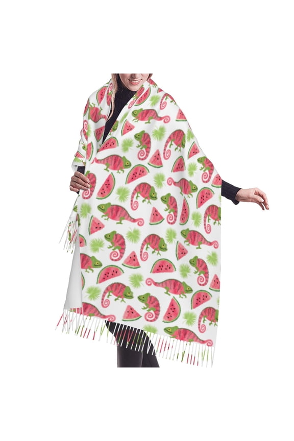 Shawl Wraps for Women - Cute Chameleon Watermelon Oversized Fall Winter Fashion Blanket Scarf for Women