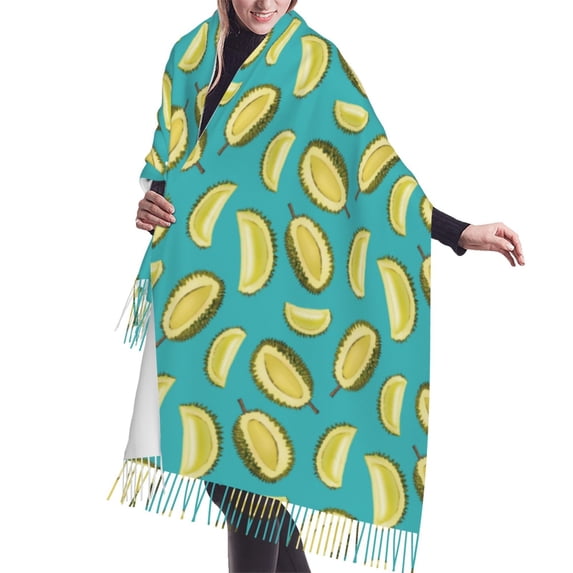 Shawl Wraps for Women - Cute Durian Blue Oversized Fall Winter Fashion Blanket Scarf for Women