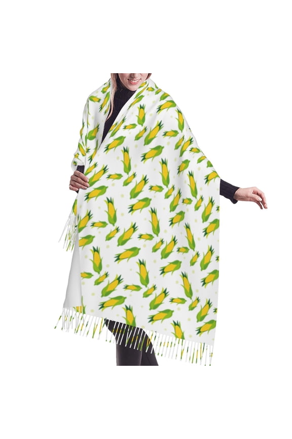 Shawl Wraps for Women - Cute Green Leaves Corn Oversized Fall Winter Fashion Blanket Scarf for Women