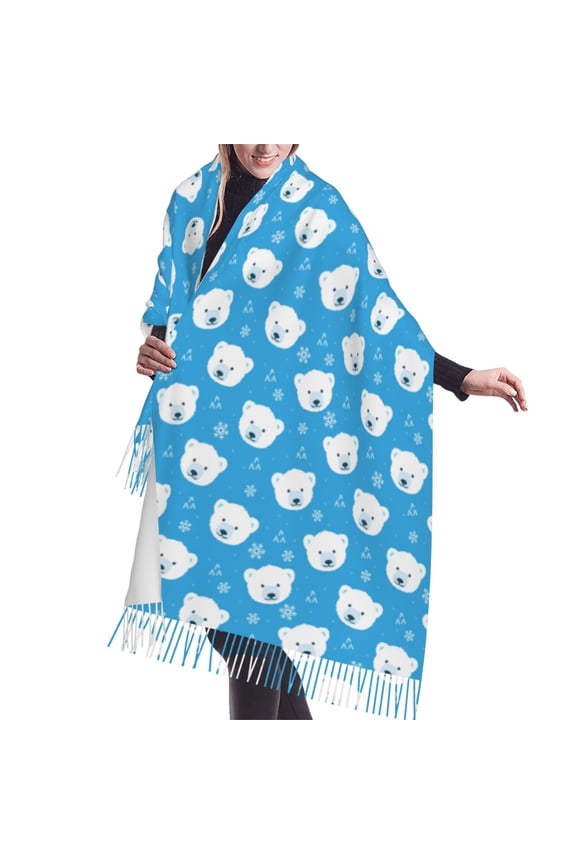 Shawl Wraps for Women - Cute Polar Bear Oversized Fall Winter Fashion Blanket Scarf for Women