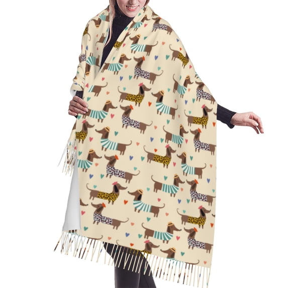 Shawl Wraps for Women - Dachshund Dog Puppy No.1055 Oversized Fall Winter Fashion Blanket Scarf for Women