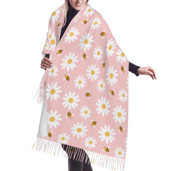 Shawl Wraps for Women - Daisy and bee Oversized Fall Winter Fashion Blanket Scarf for Women