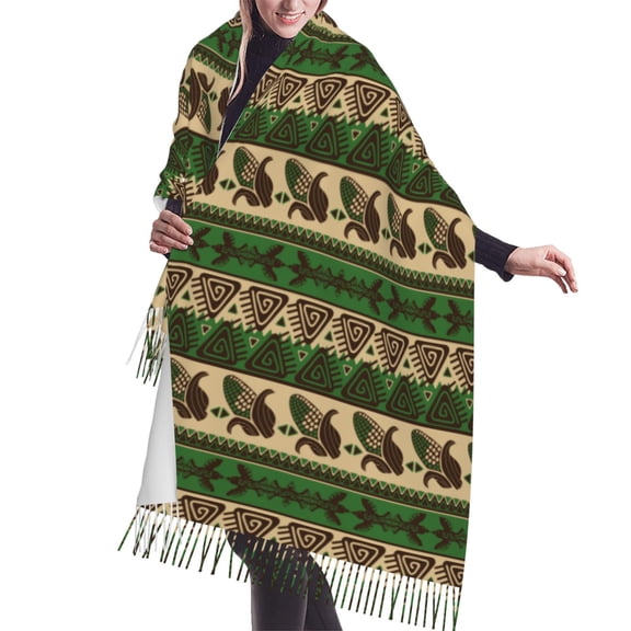 Shawl Wraps for Women - Dark Green Vintage Corn Pattern Oversized Fall Winter Fashion Blanket Scarf for Women