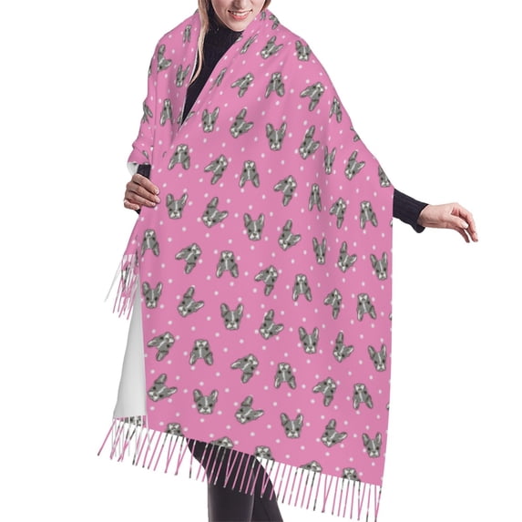 Shawl Wraps for Women - Dog Boston Terrier pink cute Oversized Fall Winter Fashion Blanket Scarf for Women