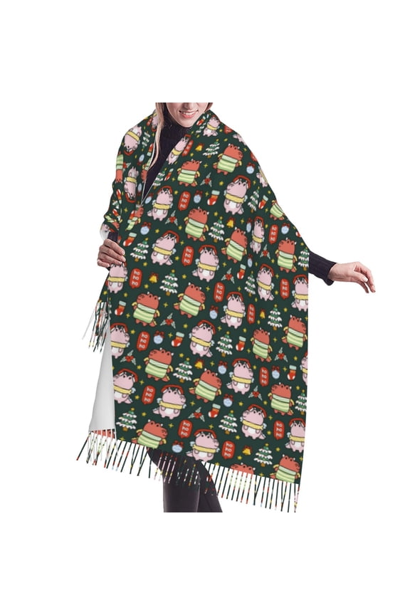 Shawl Wraps for Women - Dragon With Hohoho Oversized Fall Winter Fashion Blanket Scarf for Women
