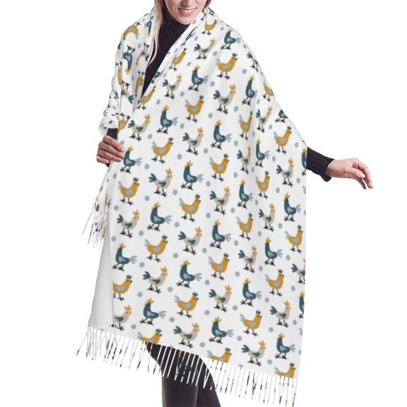 Shawl Wraps for Women - Farm Roosters Oversized Fall Winter Fashion Blanket Scarf for Women