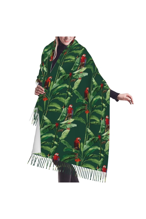 Shawl Wraps for Women - Farmhouse Cute Parrot Banana Leaf Oversized Fall Winter Fashion Blanket Scarf for Women