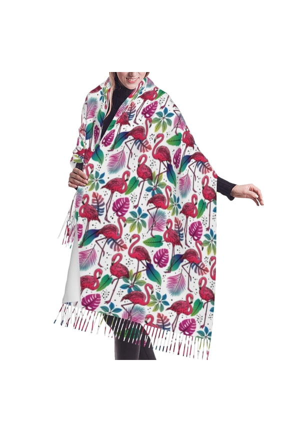 Shawl Wraps for Women - Flamingo Banana Leaf_A Oversized Fall Winter Fashion Blanket Scarf for Women