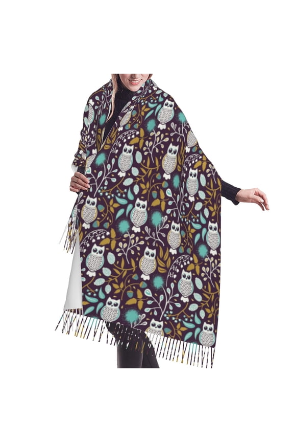Shawl Wraps for Women - Forest Cute Owl A Oversized Fall Winter Fashion Blanket Scarf for Women