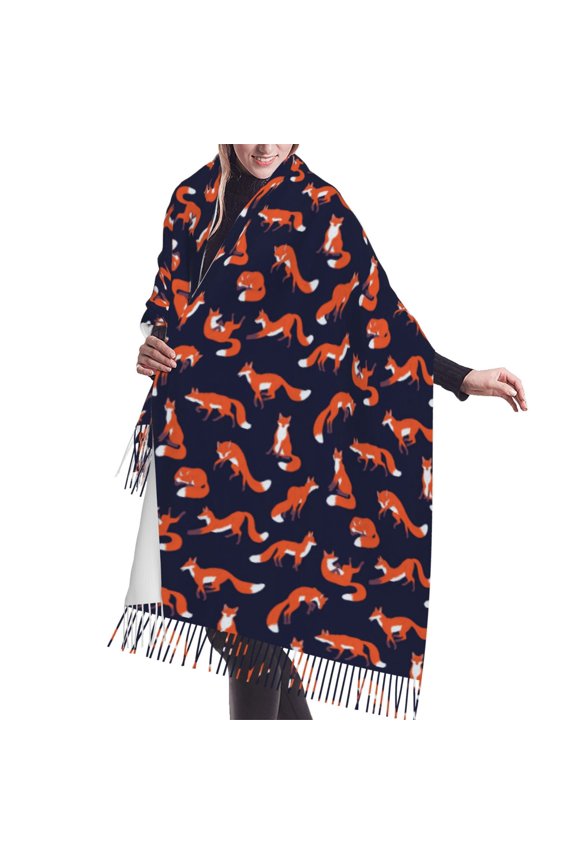 Shawl Wraps for Women - Foxes In Different Poses Oversized Fall Winter Fashion Blanket Scarf for Women
