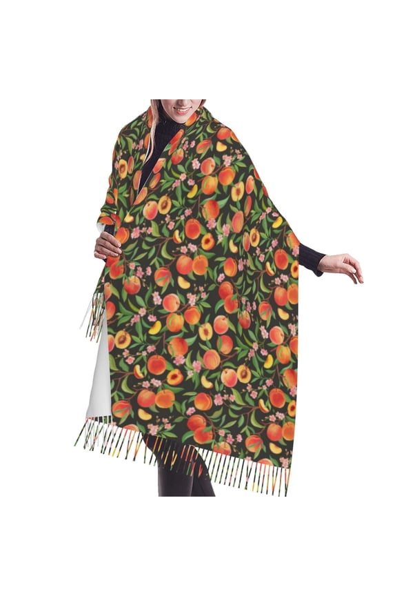 Shawl Wraps for Women - Fruits Peach Oversized Fall Winter Fashion Blanket Scarf for Women
