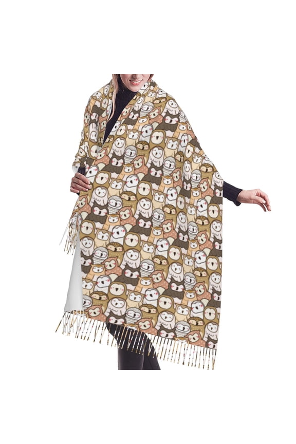 Shawl Wraps for Women - Funny Cartoon Owl Oversized Fall Winter Fashion Blanket Scarf for Women
