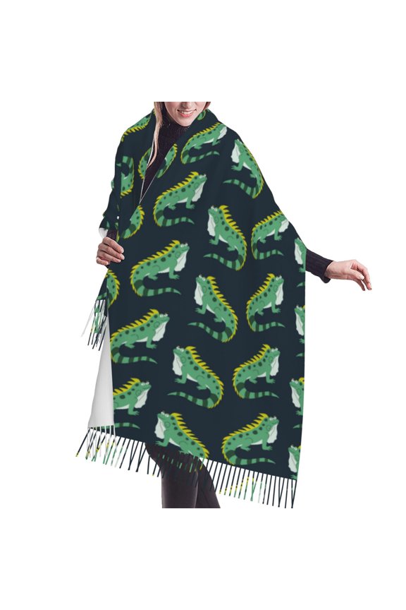 Shawl Wraps for Women - Funny Cute Lizard Green Oversized Fall Winter Fashion Blanket Scarf for Women