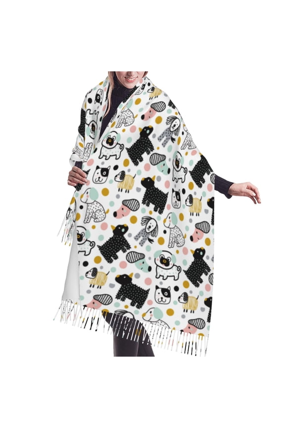 Shawl Wraps for Women - Funny puppy Oversized Fall Winter Fashion Blanket Scarf for Women