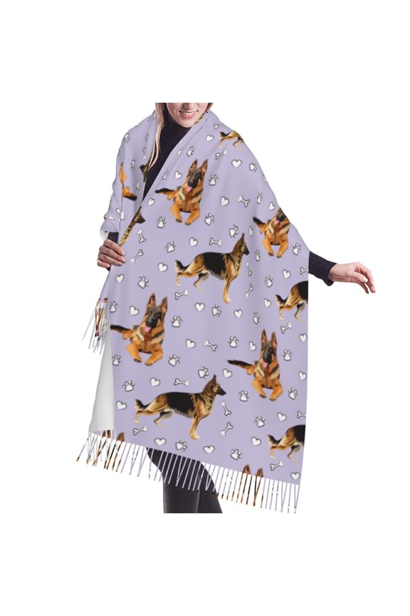 Shawl Wraps for Women - German Shepherd Dog Love Oversized Fall Winter Fashion Blanket Scarf for Women
