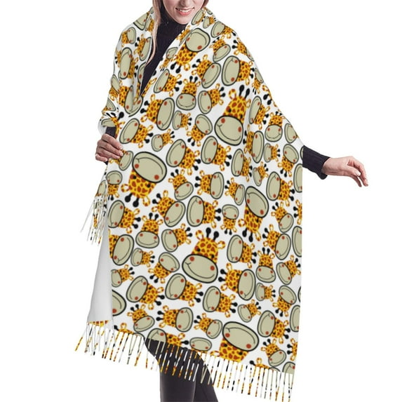 Shawl Wraps for Women - Giraffes Head Oversized Fall Winter Fashion Blanket Scarf for Women