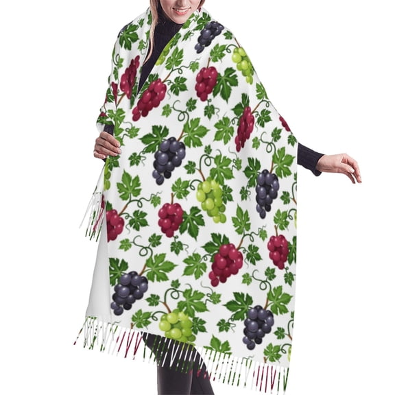 Shawl Wraps for Women - Grape Print colorful Oversized Fall Winter Fashion Blanket Scarf for Women