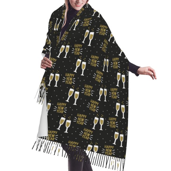 Shawl Wraps for Women - Happy New Year Oversized Fall Winter Fashion Blanket Scarf for Women