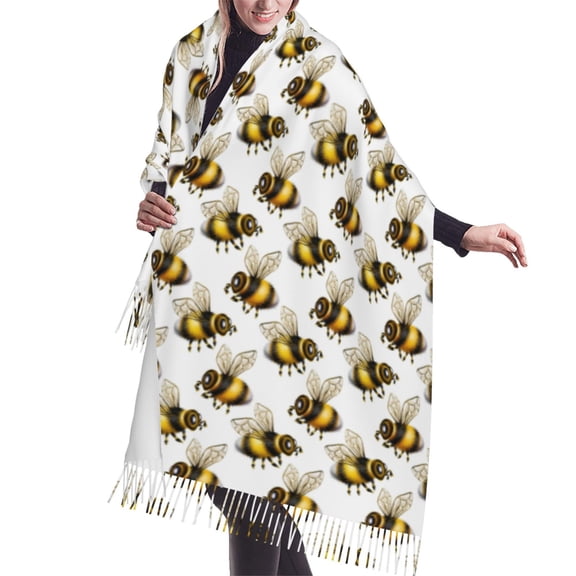 Shawl Wraps for Women - Honey Bee Realistic cute Oversized Fall Winter Fashion Blanket Scarf for Women