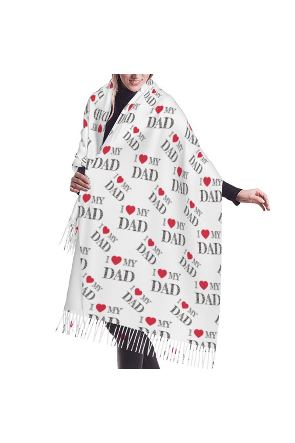 Shawl Wraps for Women - I Love My Dad Oversized Fall Winter Fashion Blanket Scarf for Women