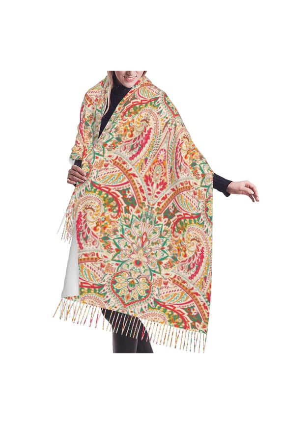 Shawl Wraps for Women - Indian Paisley 1 Oversized Fall Winter Fashion Blanket Scarf for Women