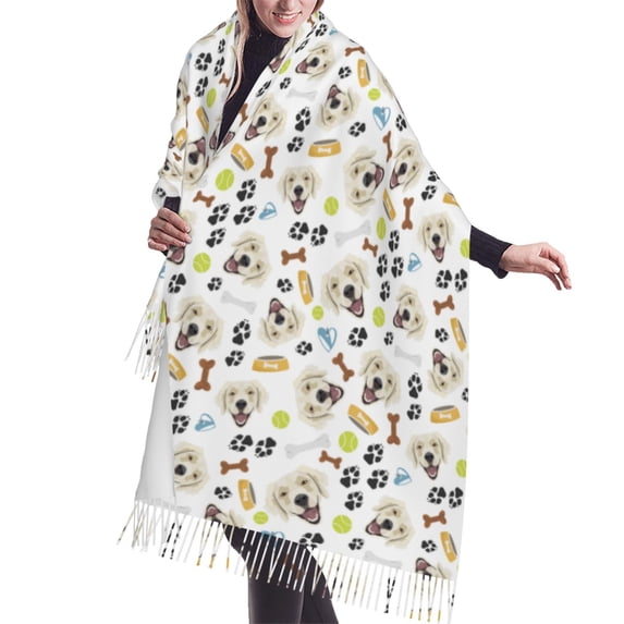 Shawl Wraps for Women - Labrador Retriever Dog Tennis Oversized Fall Winter Fashion Blanket Scarf for Women