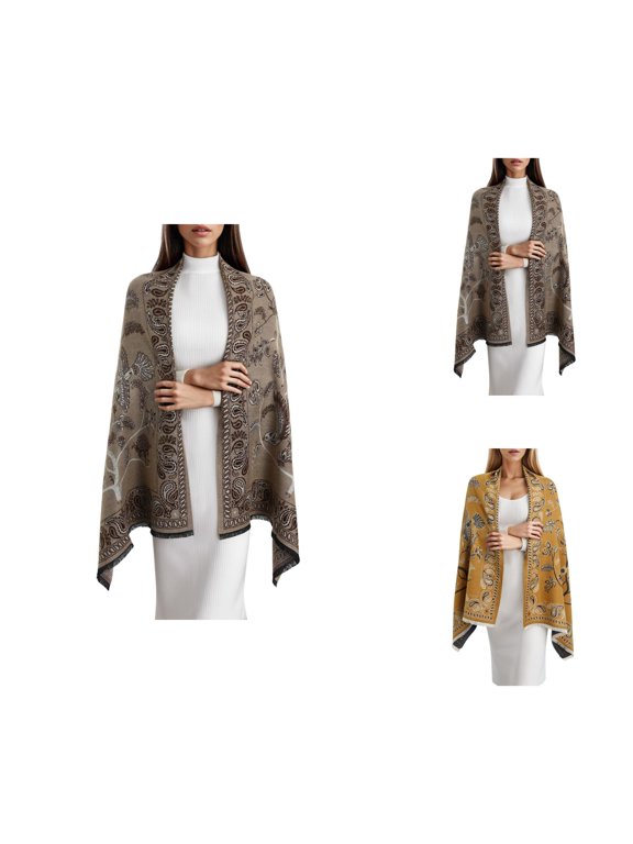 Shawl Wraps for Women Large Soft Boho Scarf with Tassel Hem