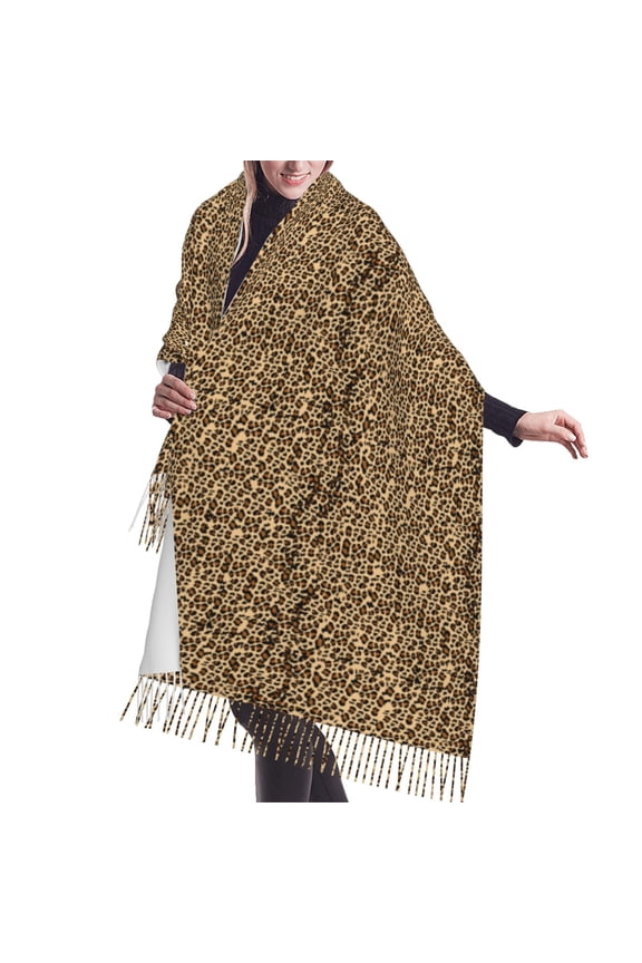 Shawl Wraps for Women - Leopard print brown Oversized Fall Winter Fashion Blanket Scarf for Women
