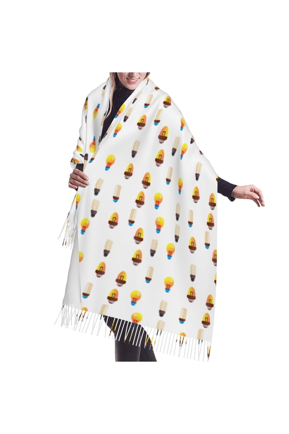Shawl Wraps for Women - Light Bulb Pattern Clean Oversized Fall Winter Fashion Blanket Scarf for Women