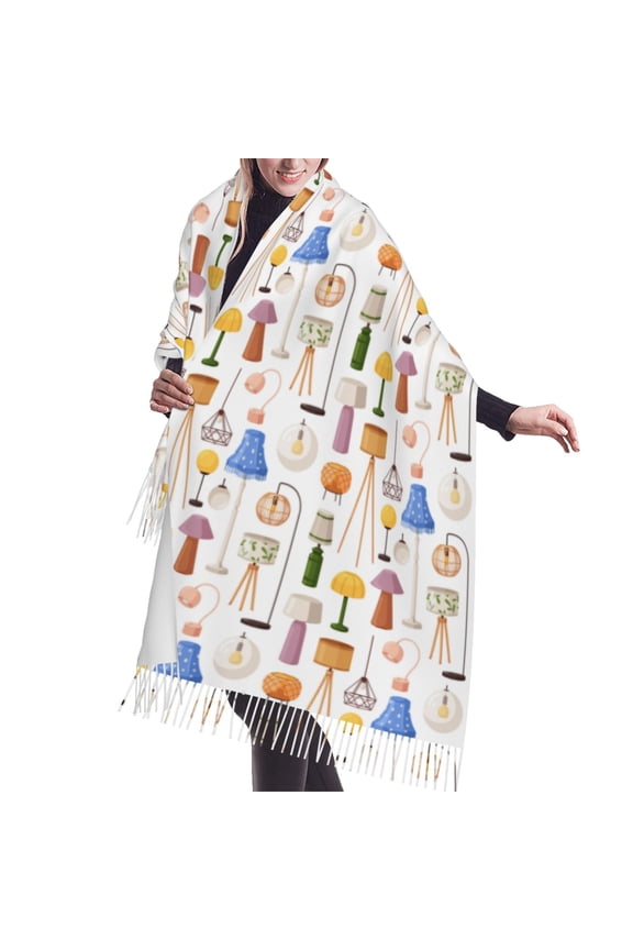 Shawl Wraps for Women - Light Bulb Pattern Urban Oversized Fall Winter Fashion Blanket Scarf for Women