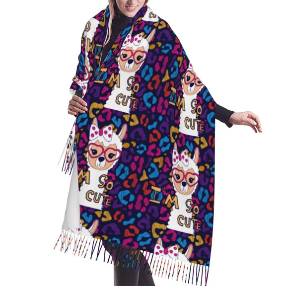 Shawl Wraps for Women - Llama Alpaca Oversized Fall Winter Fashion Blanket Scarf for Women
