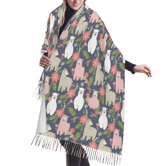 Shawl Wraps for Women - Llamas Oversized Fall Winter Fashion Blanket Scarf for Women