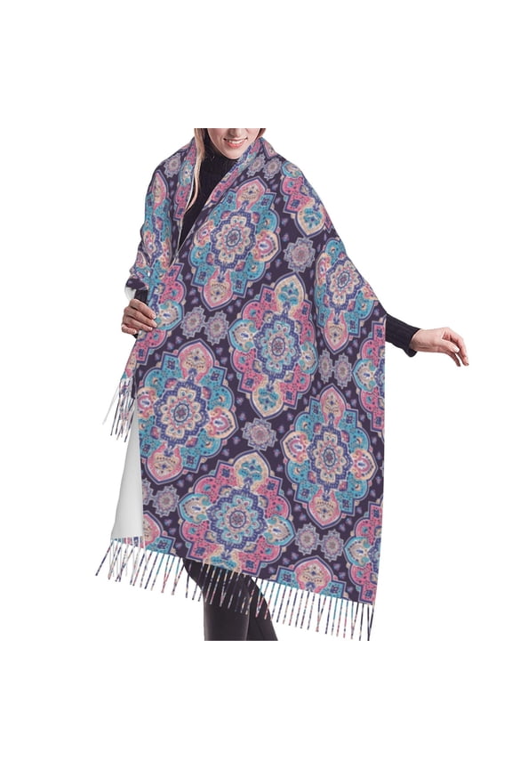 Shawl Wraps for Women - Mandala Boho Pattern Oversized Fall Winter Fashion Blanket Scarf for Women