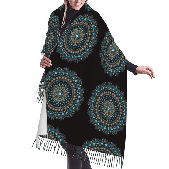 Shawl Wraps for Women - Mandala Oversized Fall Winter Fashion Blanket Scarf for Women