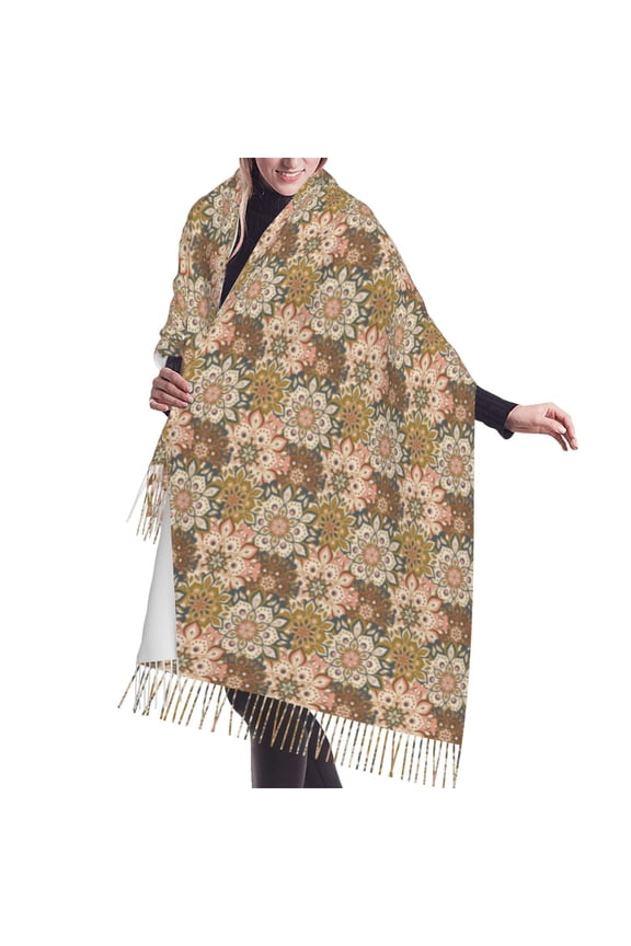 Shawl Wraps for Women - Mandala flower Oversized Fall Winter Fashion Blanket Scarf for Women