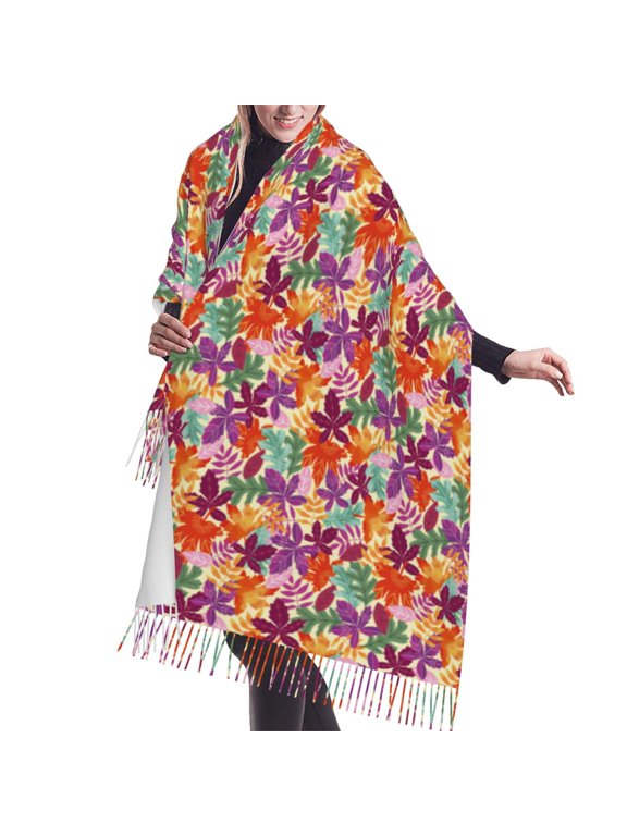 Shawl Wraps for Women - Maple Leaves Oversized Fall Winter Fashion Blanket Scarf for Women
