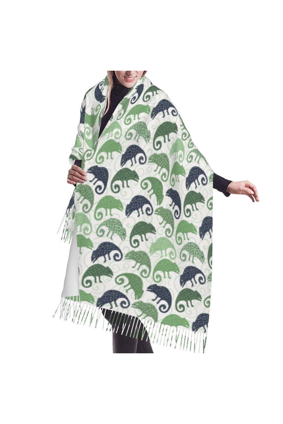 Shawl Wraps for Women - Minimalist Funny Chameleon Green Oversized Fall Winter Fashion Blanket Scarf for Women