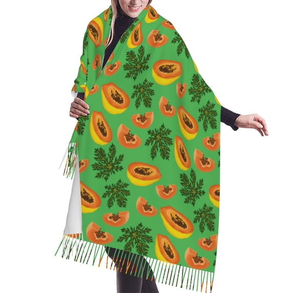 Shawl Wraps for Women - Papaya leaf Tropical Oversized Fall Winter Fashion Blanket Scarf for Women